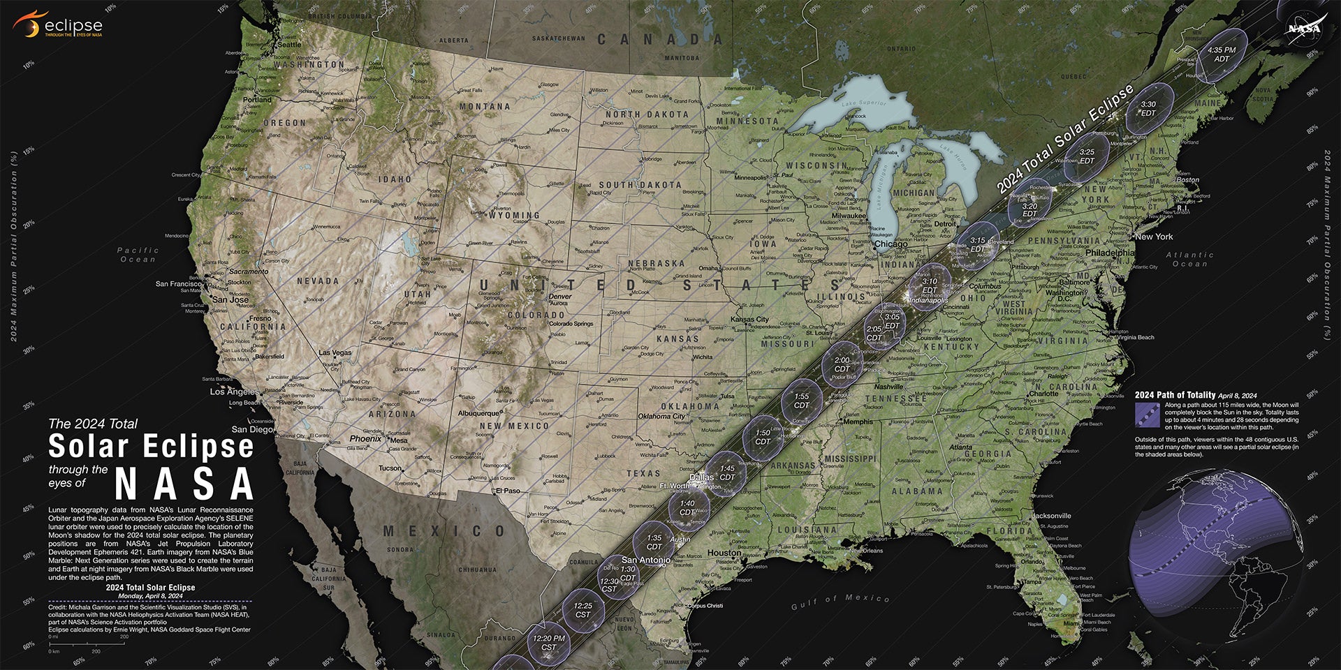 NASA graphic for April 2024 eclipse