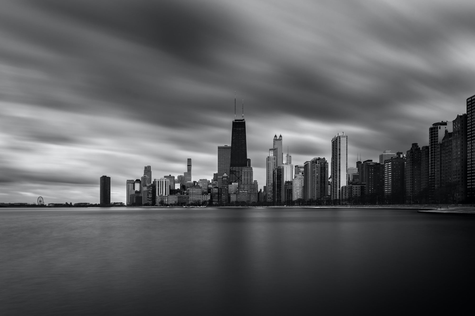 black and white chicago skyline wallpaper