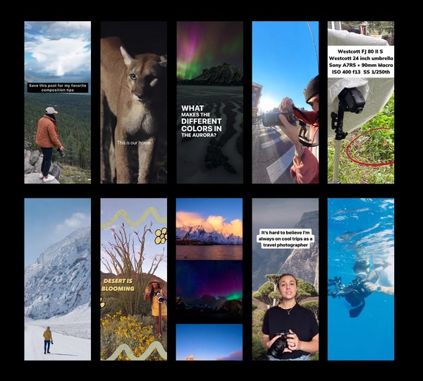 Sony creators sharing their work on Instagram Reels