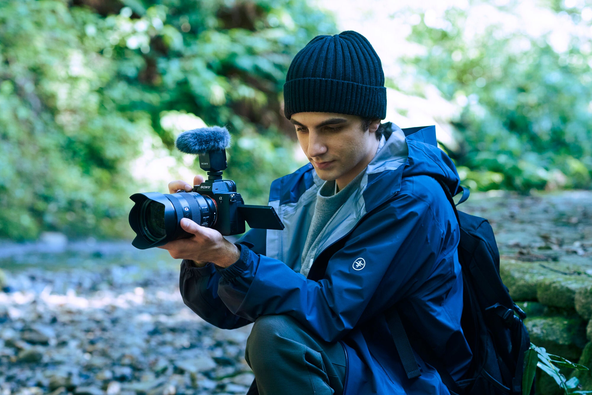 Sony ECM-B10 shotgun mic on a Sony Alpha 7 IV capturing ambient sound. Sony ECM-B10 shotgun mic on a Sony Alpha 7 IV capturing ambient sound.