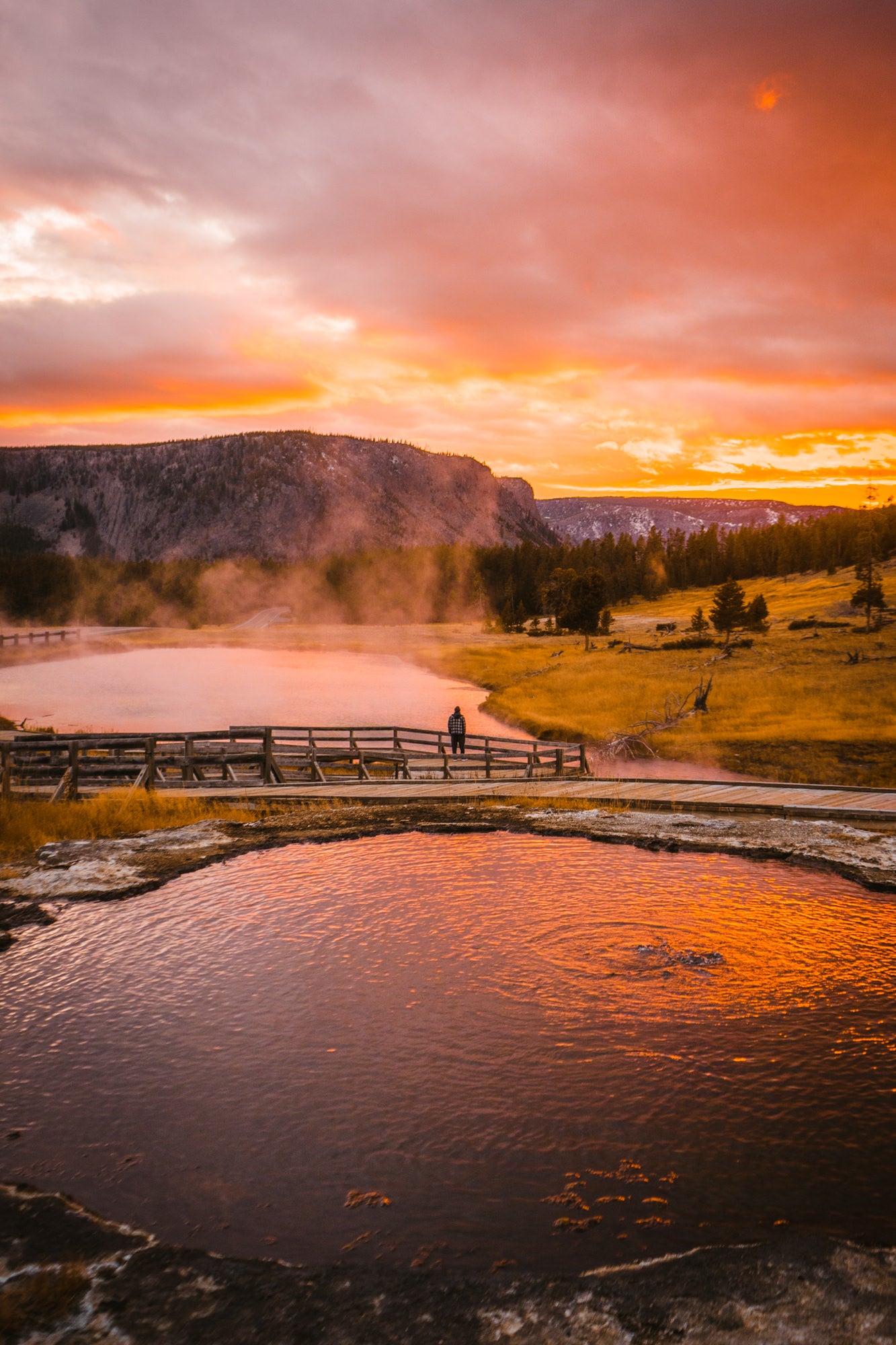 Photo by Christina Adele. What's in my bag. Yellowstone Sunset.