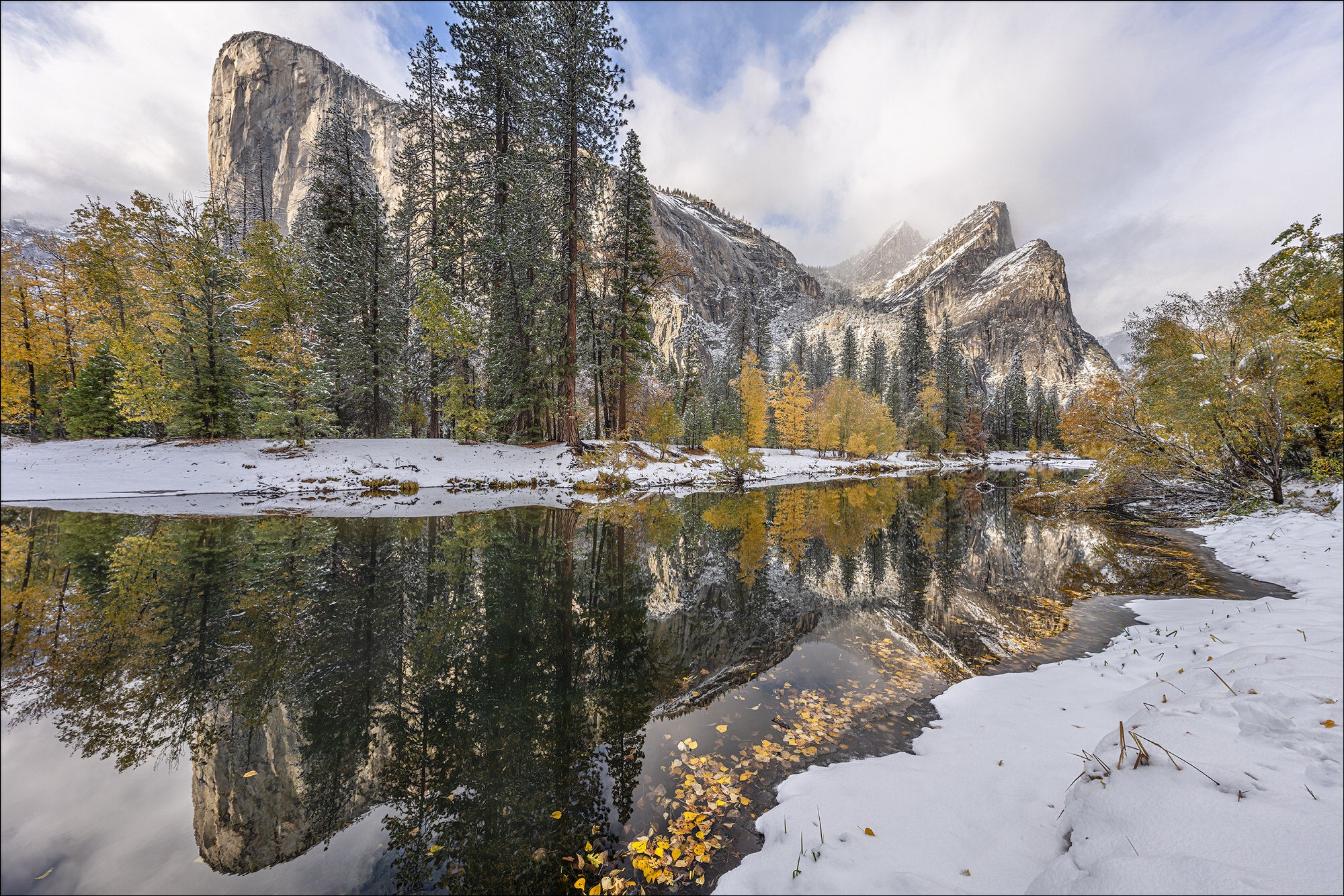 El Capitan Snowy Reflection - Photo by Gary Hart Snowfall in Yosemite with Sony 12-24mm f2.8 G Master Lens and A7R IV - Alpha Universe