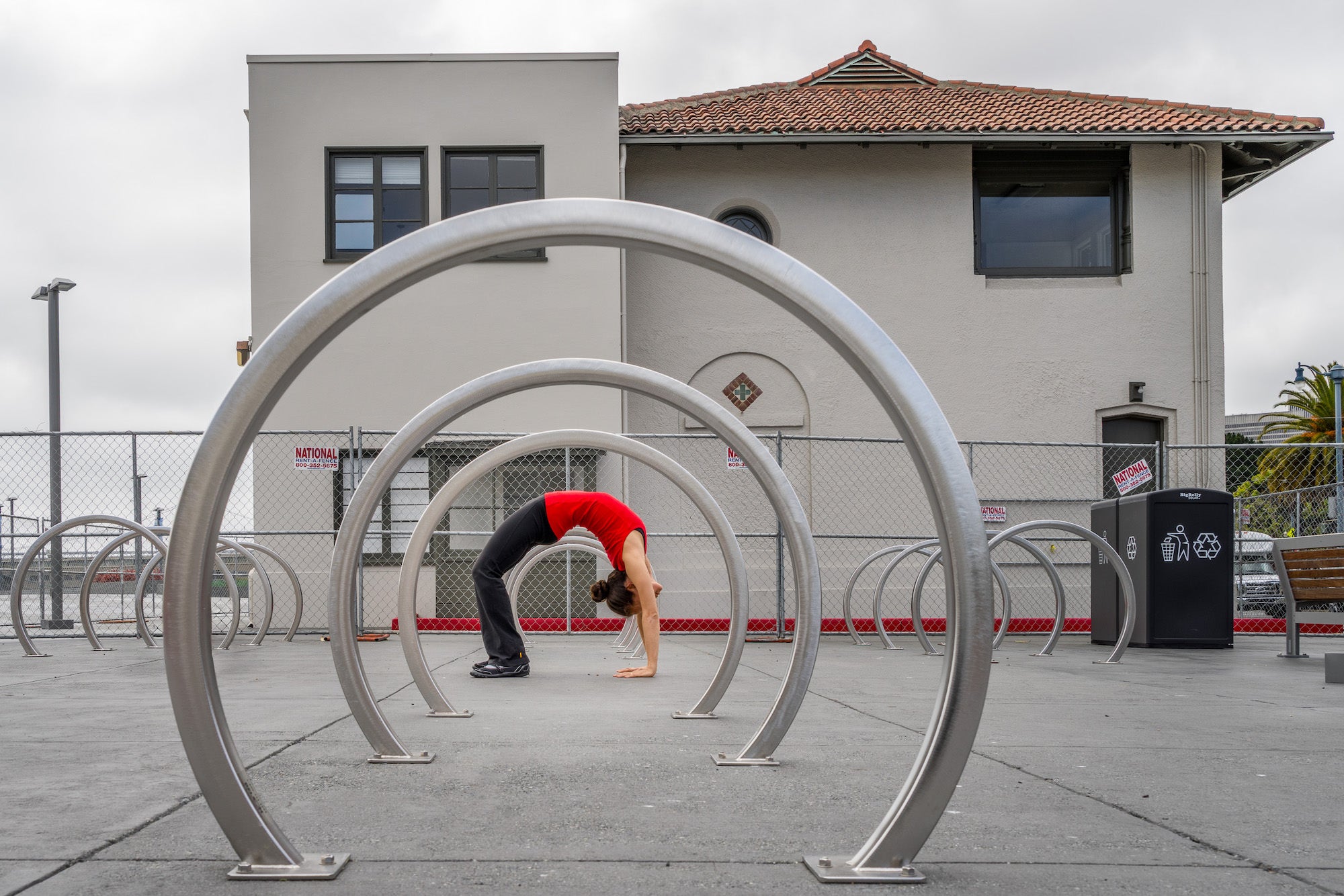 Woman doing yoga pose in San Francisco, CA Woman doing yoga pose in San Francisco, CA