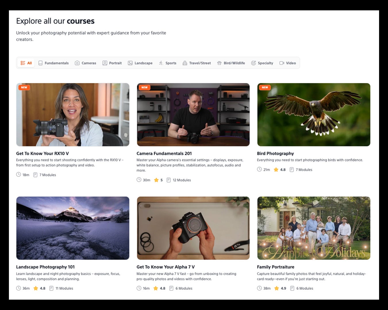 Free photography courses on Sony's Alpha Camera Academy