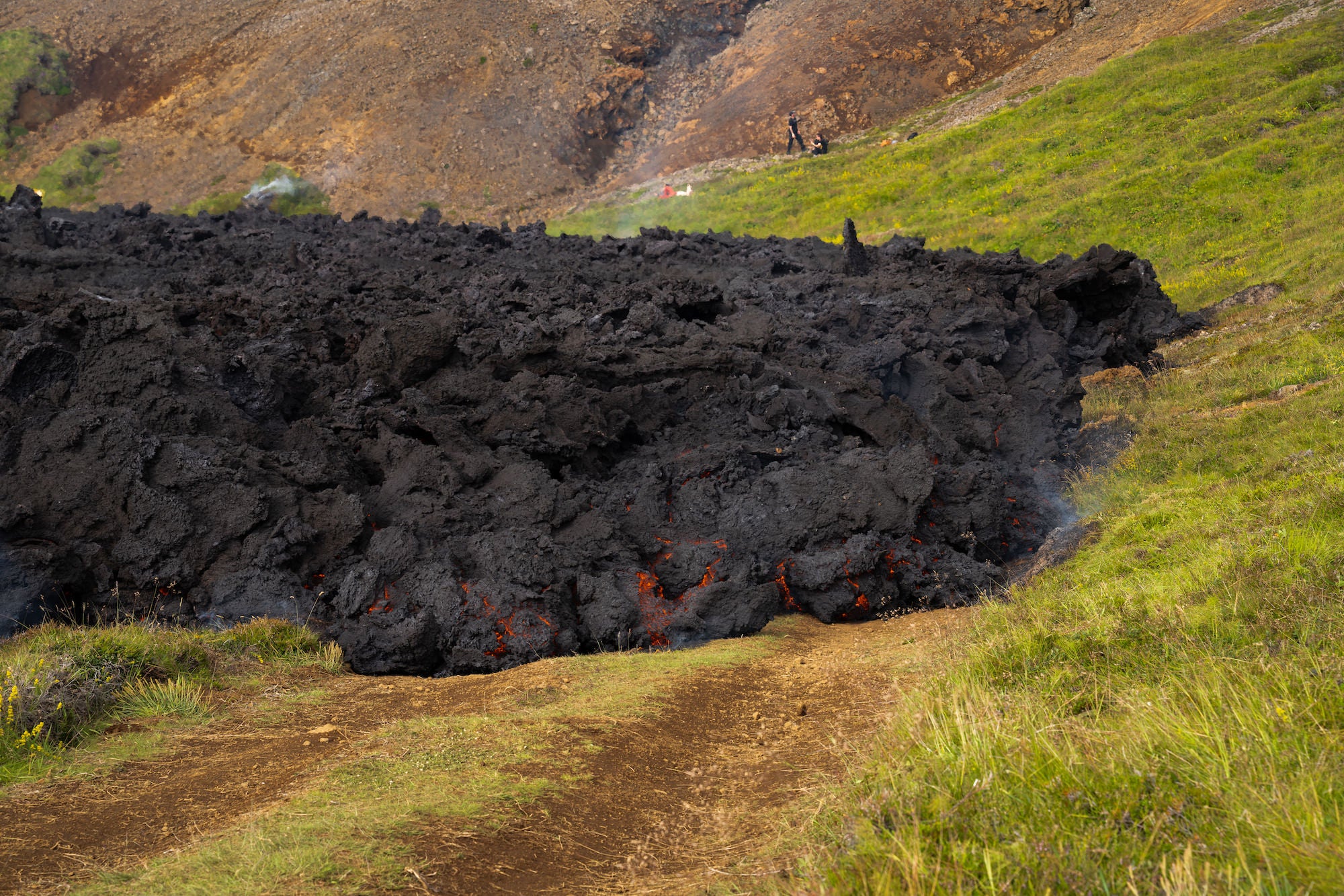 Lava rock from the July 2025 volcanic eruption in Iceland's Reykjanes peninsula.