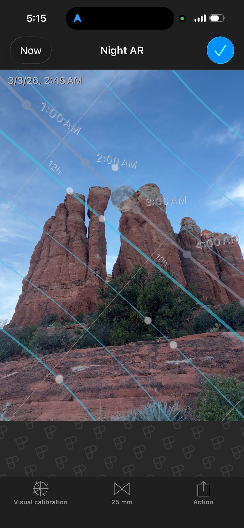 Augmented reality overlay predicting the moon’s path across sandstone spires before dawn. Augmented reality overlay predicting the moon’s path across sandstone spires before dawn.