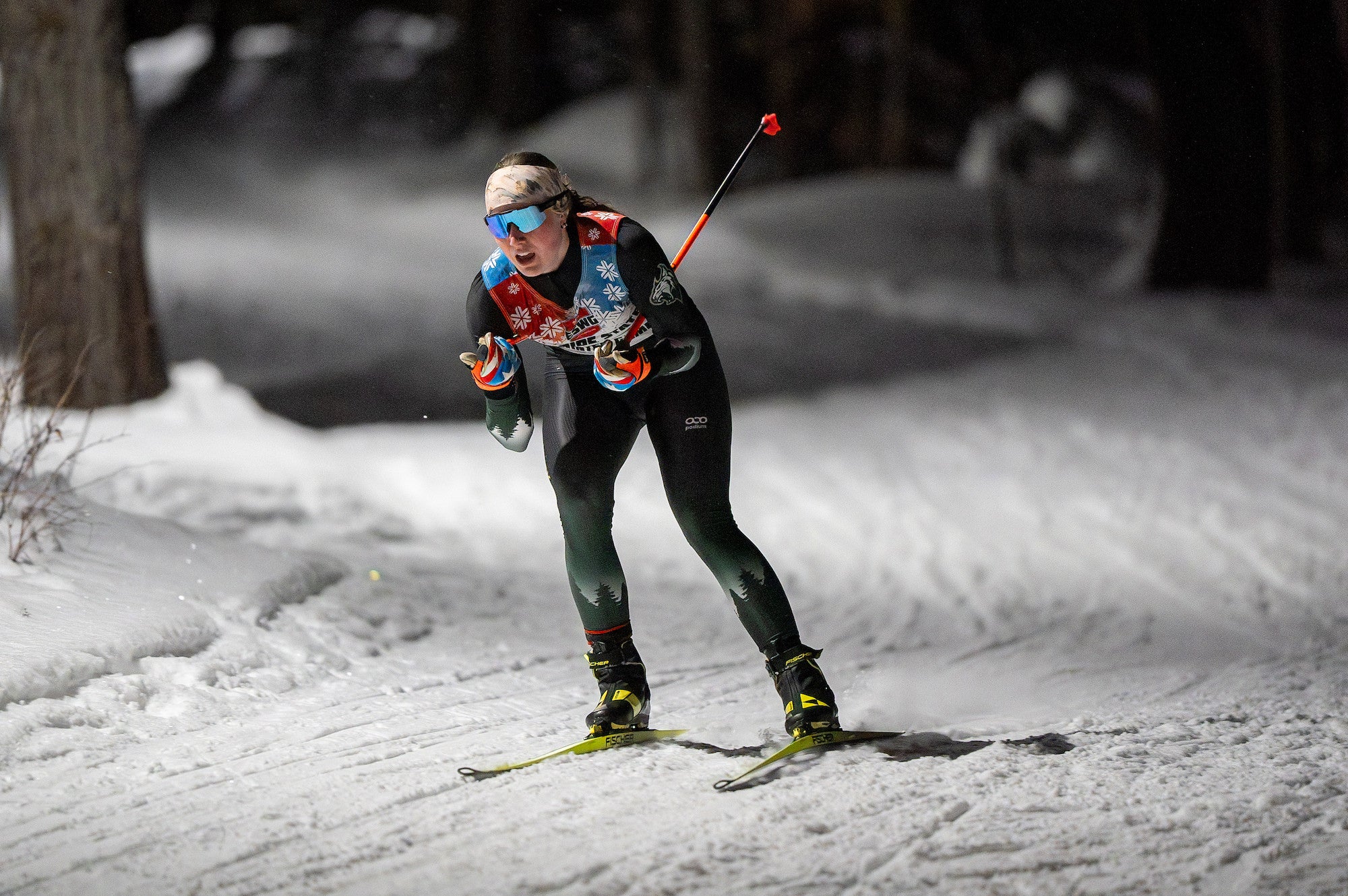 Cross country skier competes in the Empire State Winter Games