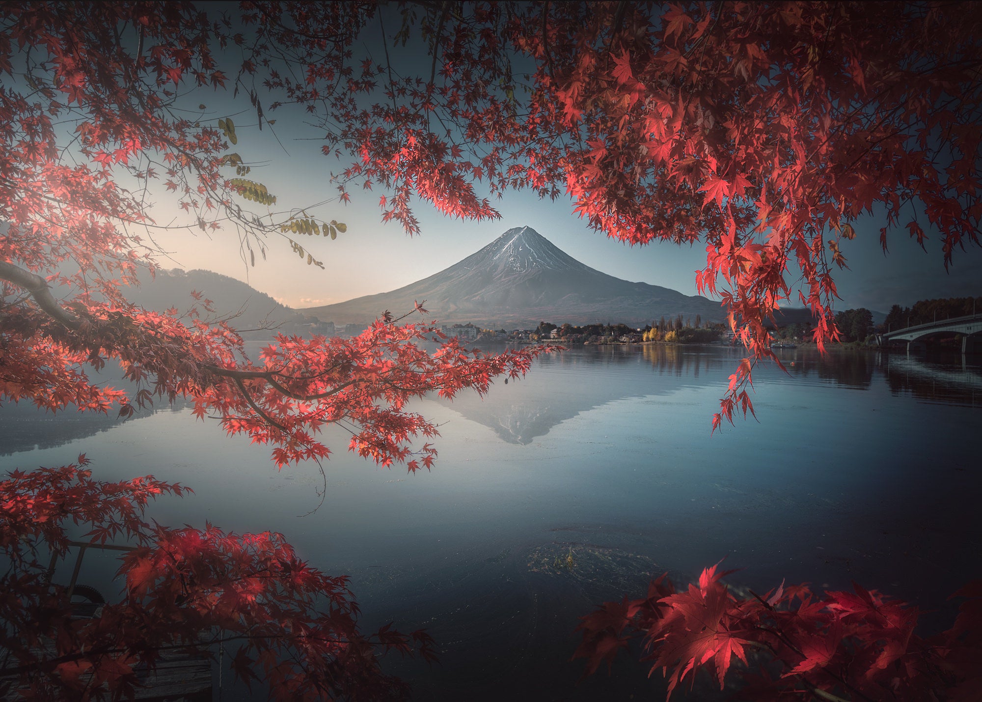 Mount Fuji reflected in Lake Kawaguchi